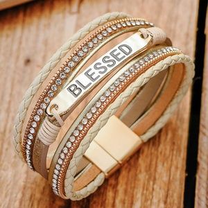 Bohemian "Blessed"  Wrap Magnetic Buckle Bracelet